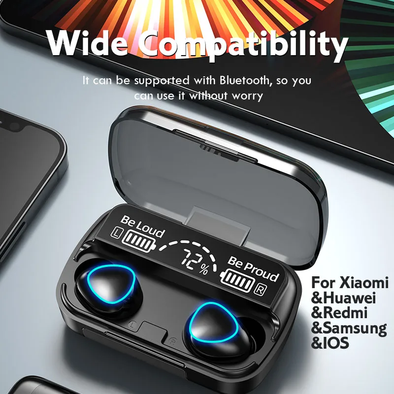 TWS Wireless Headphones M10 Bluetooth Earphones with Charging Bin Touch Control Earbuds with Mic Clear Call Headsets HiFi Sounds