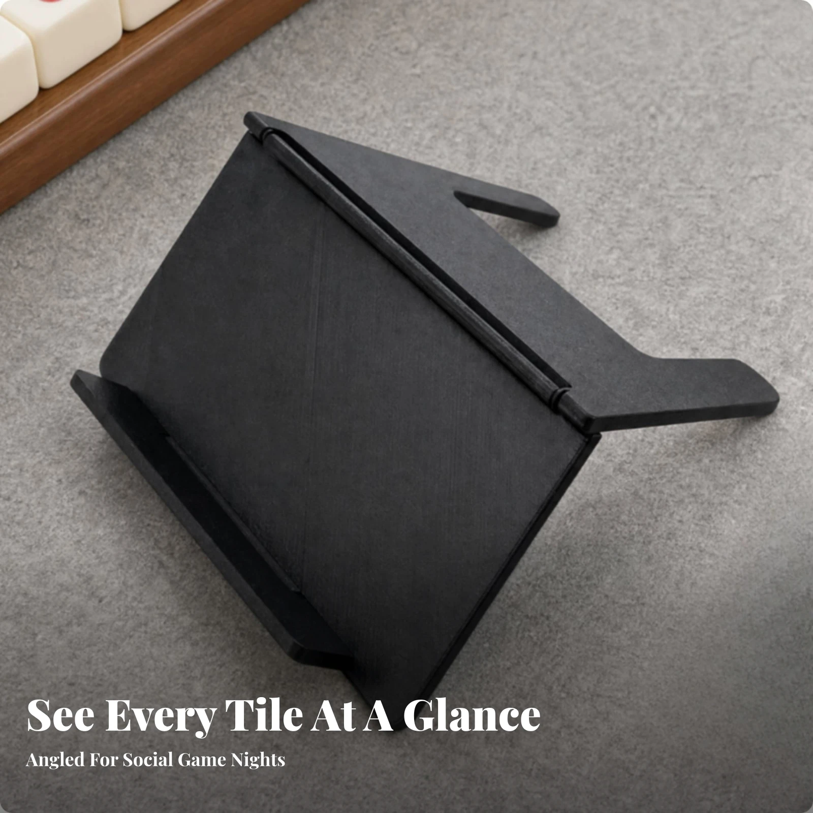 Mahjong Tile Holder Space-Saving Mahjong Rack with Front Edge Foldable Card Holder Lightweight for Travel, Tabletop Play