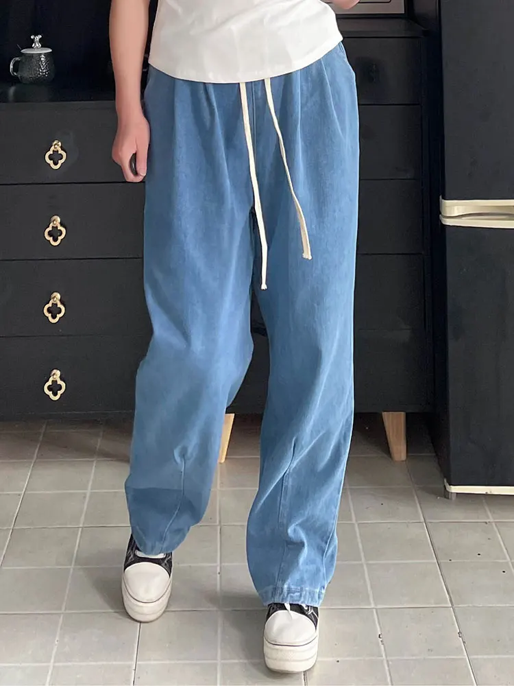 

plus Size High Waist Wide Leg Jeans Slimming Loose Fit Boyfriend Sle Blue Denim Pants Long Trousers for plus Size Women