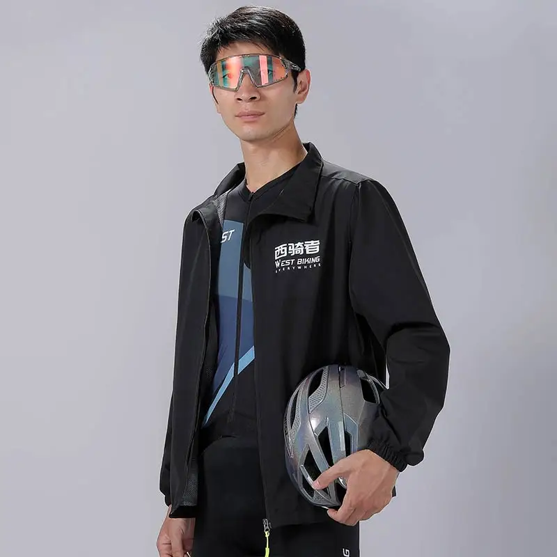 WEST BIKING Men Cycling Jacket Spring&Autumn Windproof Sports Coat Waterproof Full Zip Bicycle Jacket 15℃-30℃ Cycling Jersey