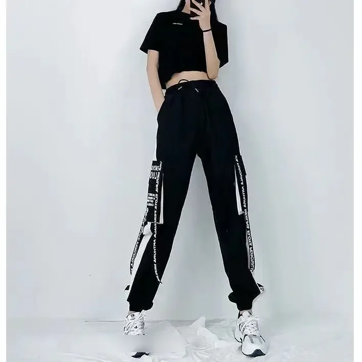 New Fashion Women Cargo Pants High Waist Loose Sport Trouser Streetwear Clothing Harajuku Casual Black Pant Y22