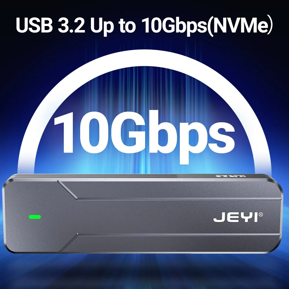 JEYI M.2 NVMe NGFF SSD, USB de aluminio completo 3,2 Gen 2 10Gbps PCIe o SATA 6Gbps M-Key B-Key M.2 funda compatible con Trim UASP