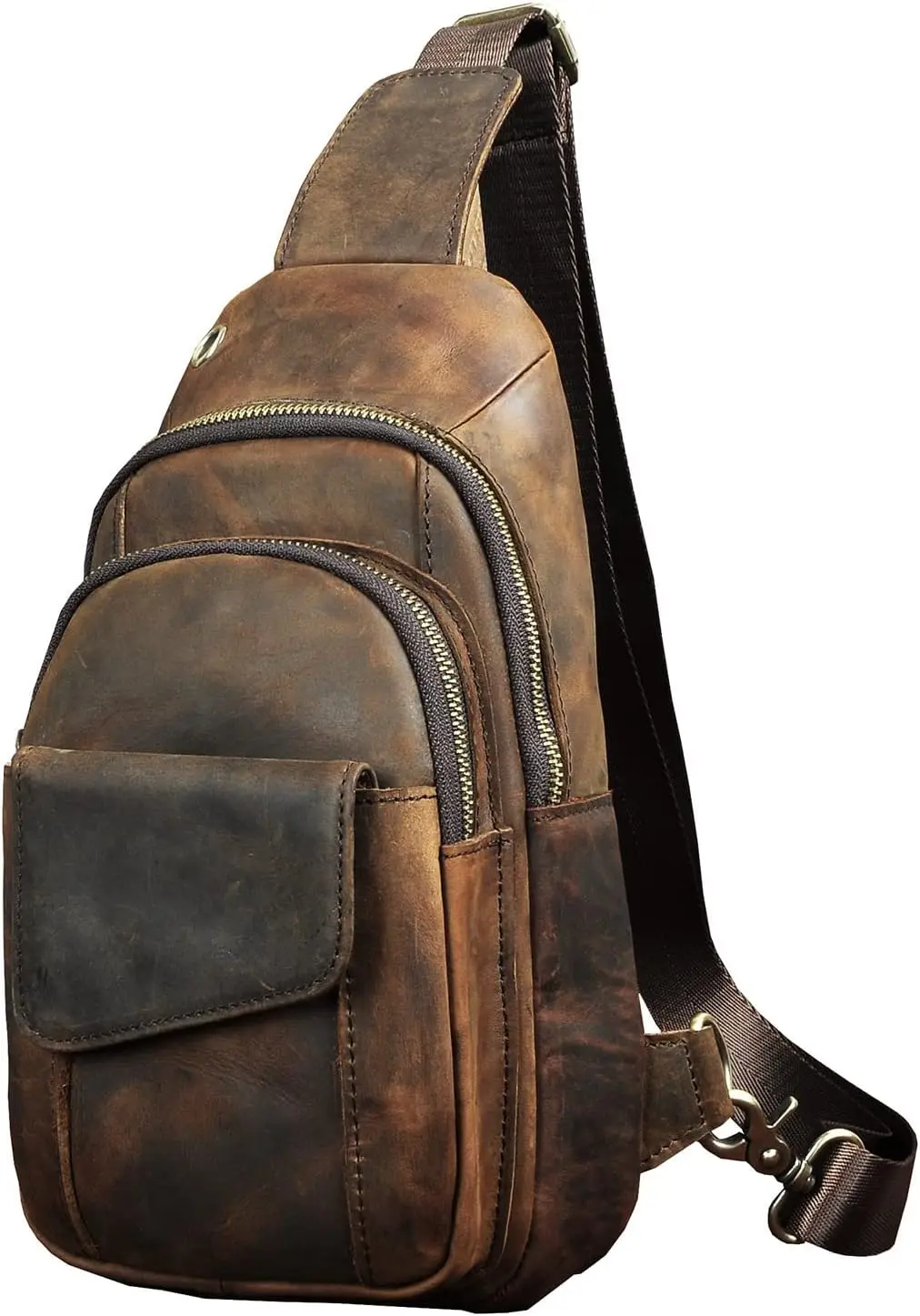 

Мужская повседневная сумка-слинг для активного отдыха, путешествий и походов, с одним плечевым ремнем и кожаными вставками