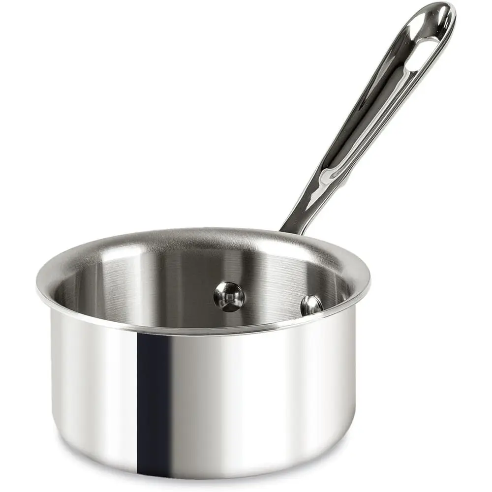 

D3 3-Ply StainlSteel Butter Warmer 0.5 Quart Induction Oven Broiler Sae 600 Pots and Pans, Cookware, Sauce Pan Silver, 1/2-Quart