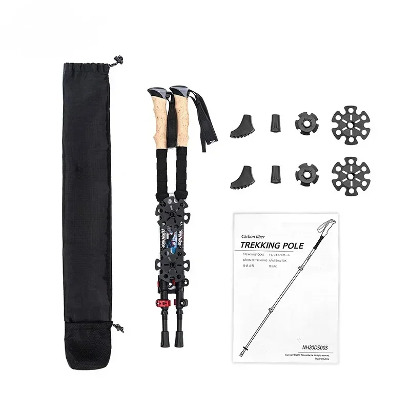 

Trekking Poles 2pcs Carbon Fiber Collapsible Telescopic Sticks Lightweight Walking Hiking Stick Climbing Stick