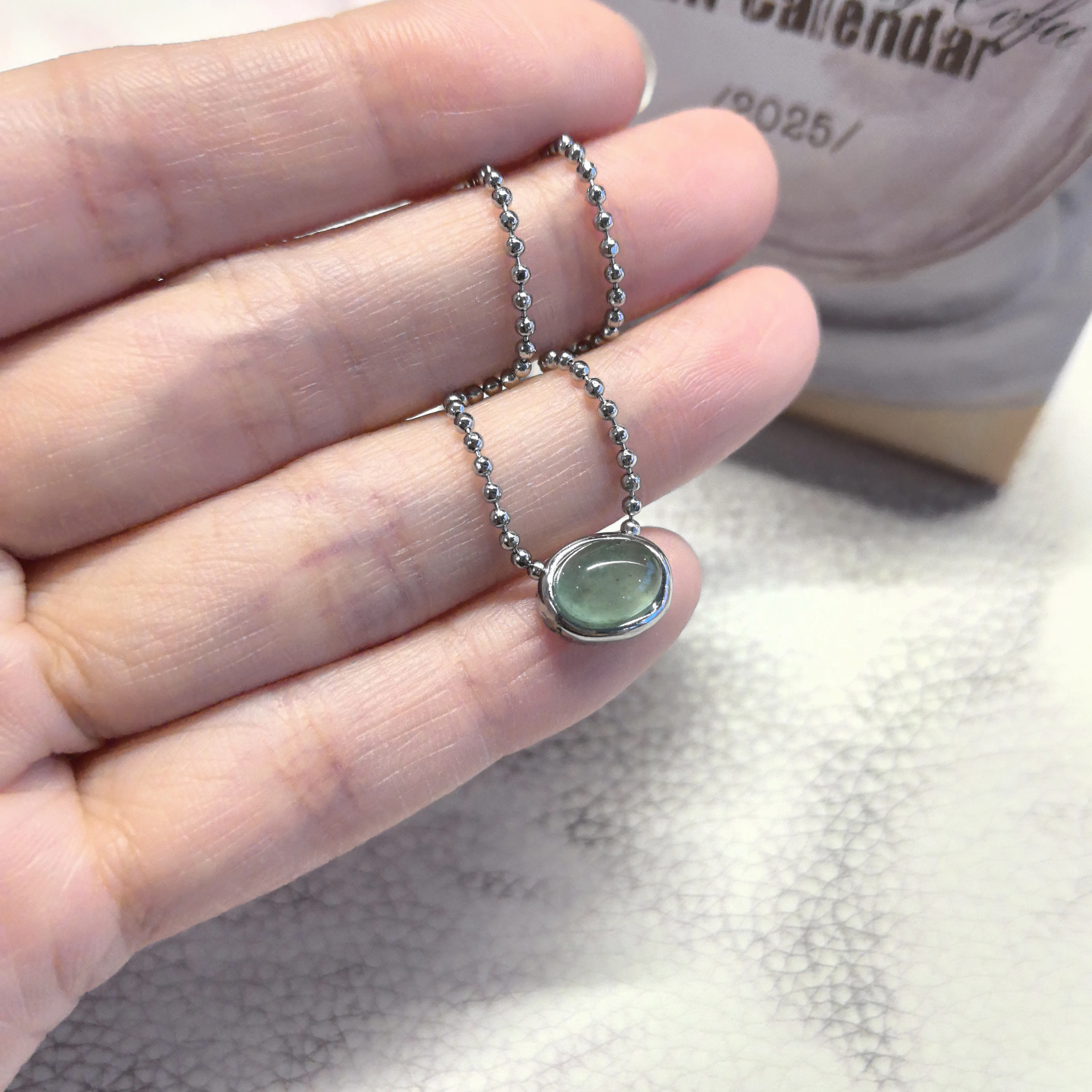 VENTFILLE 925 Silver Menthol Blue Crystal Necklace for Women Ellipse Personality Minimalism Versatile Jewelry Gift Dropshipping