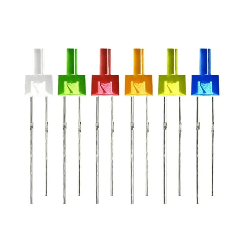 20Pcs 2mm F2 Flat Top LED Diode Long Pin Through Hole Low Heat Generation for Electronic Component Repair DIY Circuit Making