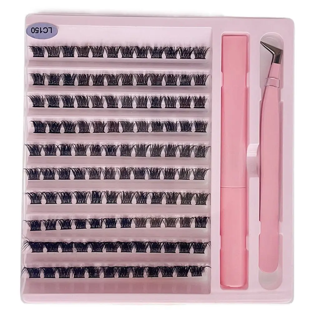 Mixed Length Cluster Lashes Kit with Glue DIY Individual Lashes Fluffy Self Application False Eyelashes Eyelash Extension