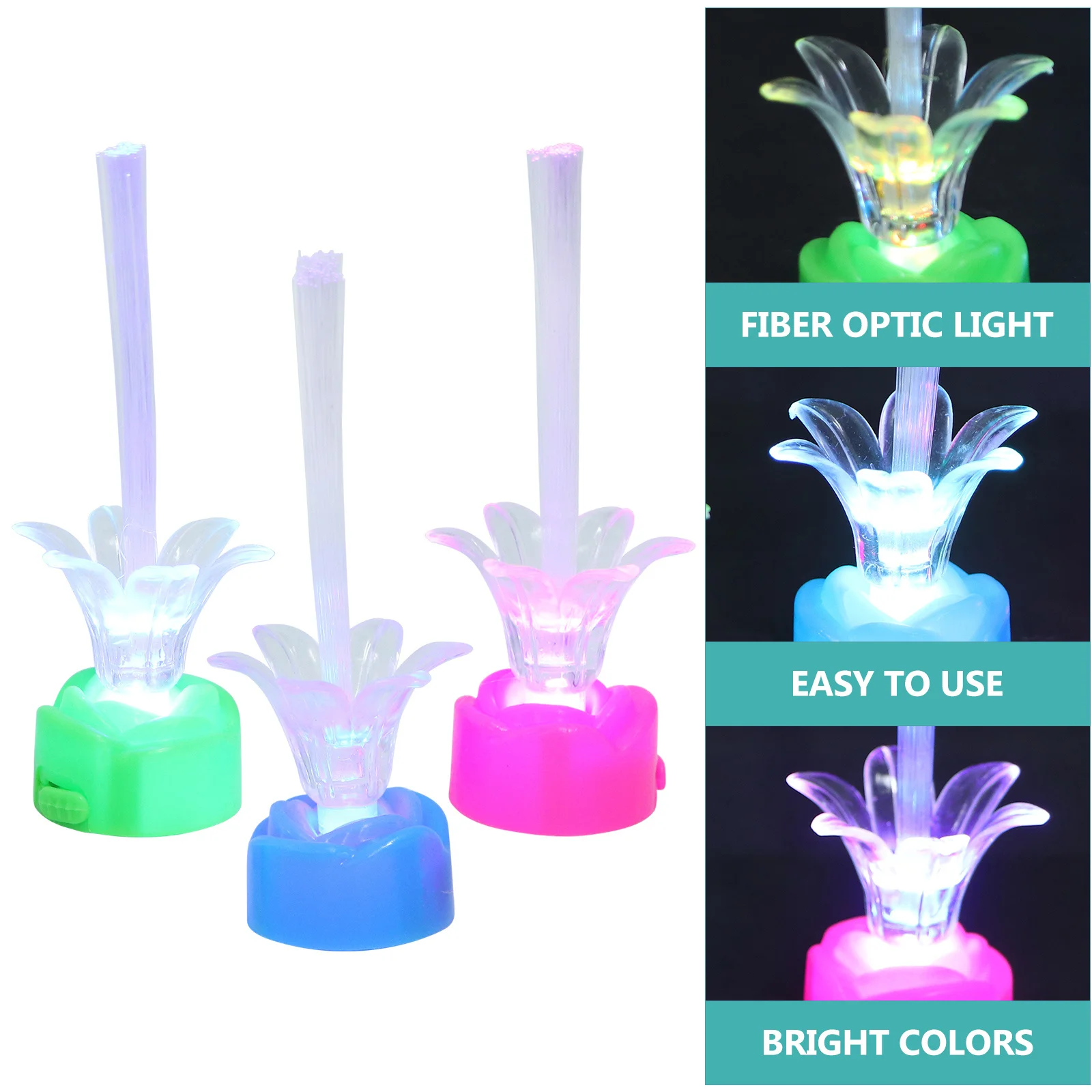 12 قطعة مصباح جيبسوفيلا من الألياف البصرية زهرة الورد المتوهجة مع أضواء متعددة الألوان للاحتفال بعيد الميلاد والعام الجديد