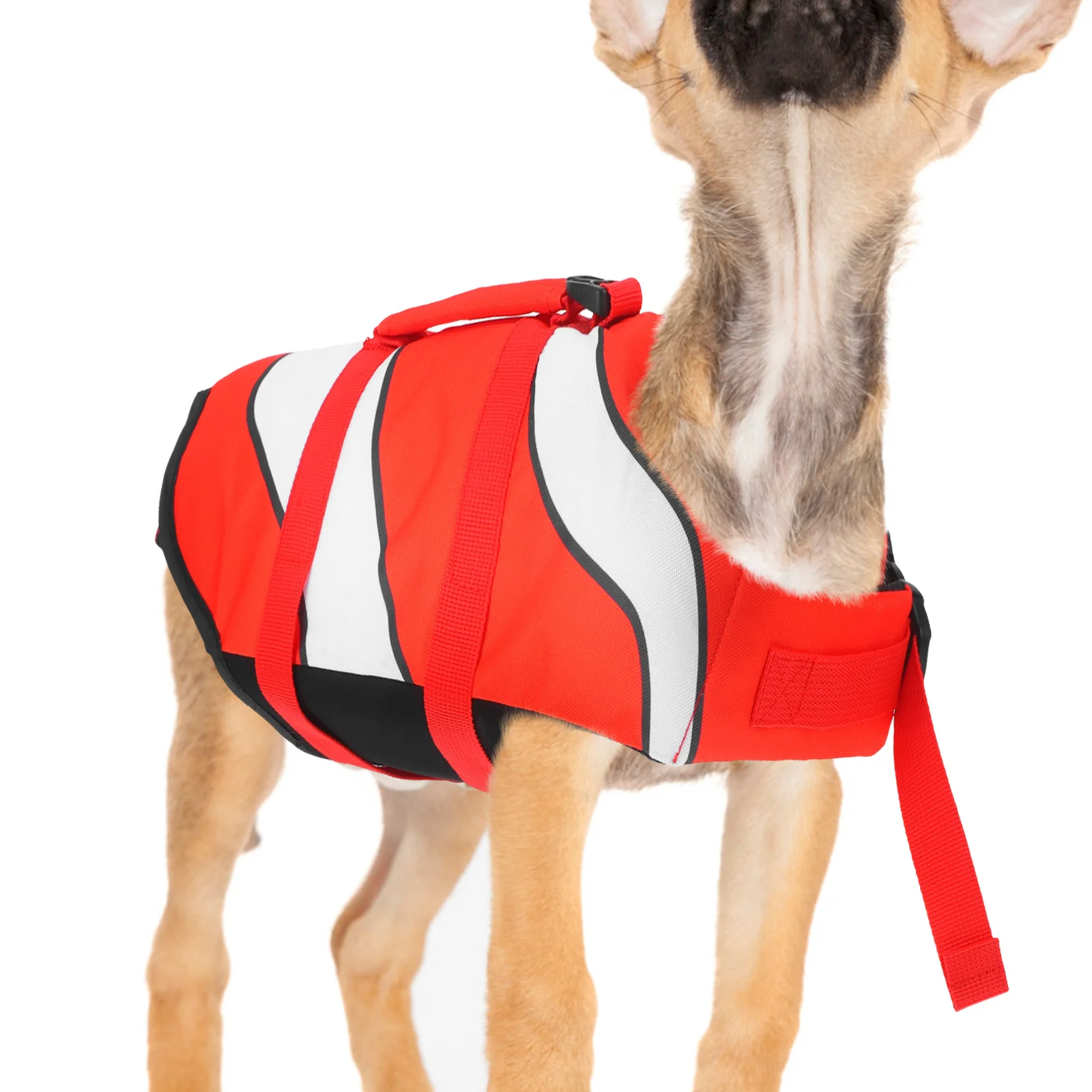 

Pet Life Jacket for Dogs Size S Fish Shaped Buoyant Vest with Strong Handles Easy-Grab Design Preserver Puppies
