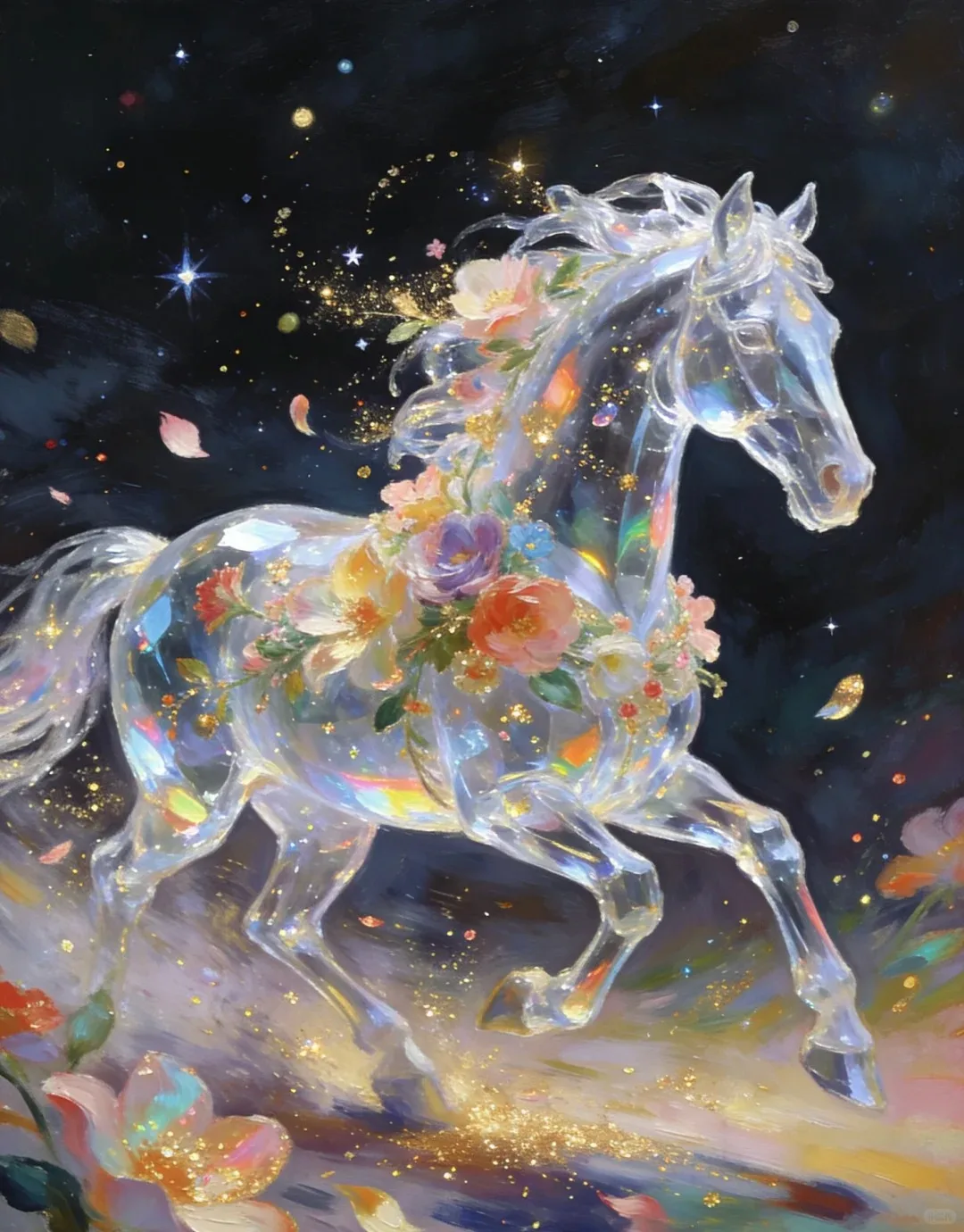 

500PCS Whimsical Fantasy Horse Scene JigsawGolden Sparkles Paper Puzzle for Adults Children Educational Toys Gifts