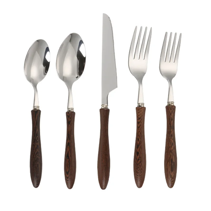 30Set/Lot Stainless Steel Tableware Knife Fork Spoon Set With handle Western Style Steak Knife and Fork Set