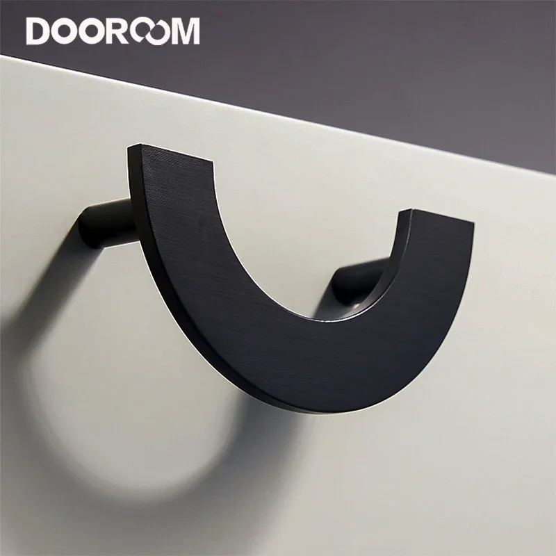 DOOROOM Brass Furniture Handles Light Luxury Golden Wardrobe Kitchen Door Pulls Drawer Handle Semicircle Hardware  Accessories