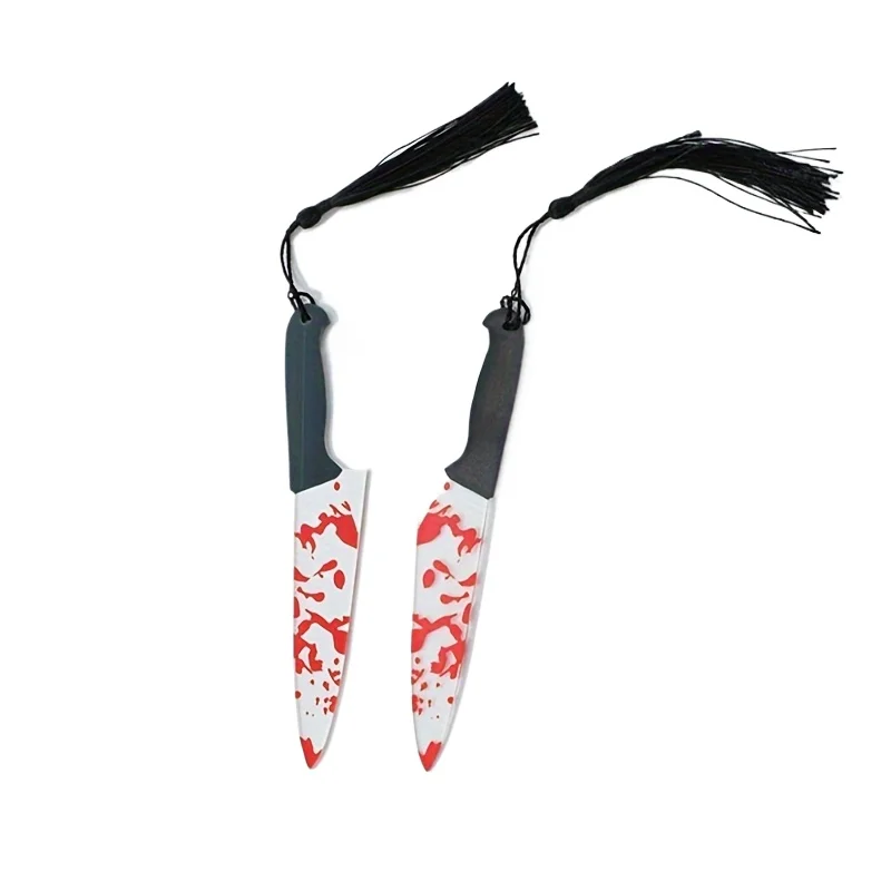 Акриловая крово-красная закладка для ножа с кисточкой — готический дизайн ужасов, прочный прозрачный маркер для страниц книги для студентов