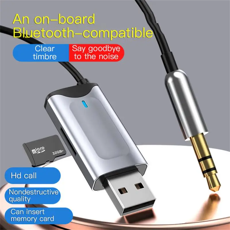 Mini Receptor Audio Receiver AUX V5.3 Wireless USB Adapter Plug & Play HandFree Talk For Car Receiver TF Memory Card