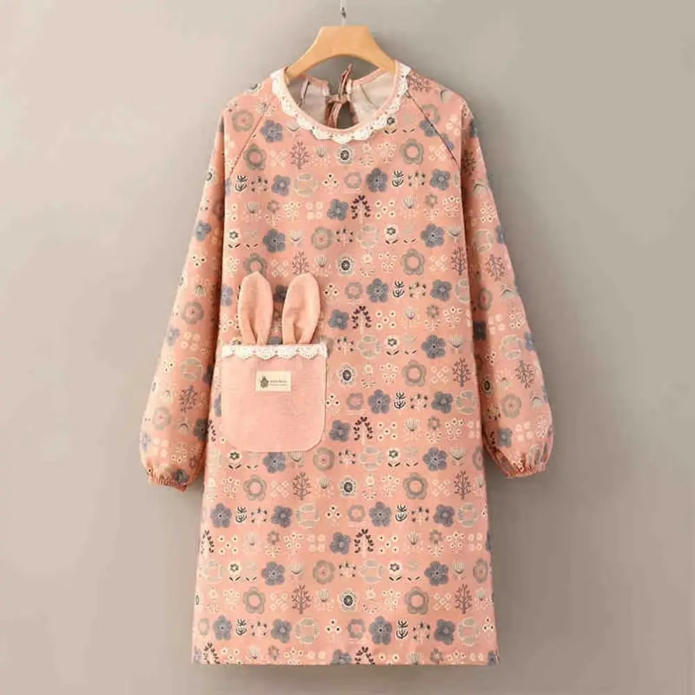 

2Pcs Canvas Kitchen Cooking Apron Protective Breathable Long Sleeve Apron Household Back Lace Up Suspender Work Dress Baking