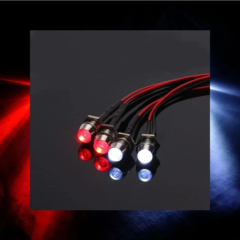 Kit de luz LED para carro RC, Farol, 5mm, 6 LED, 8 LED, Branco, Vermelho, Azul, 1,8, 1,10 Axial, SCX10, Traxxas, TRX4, D90, HSP, HPI