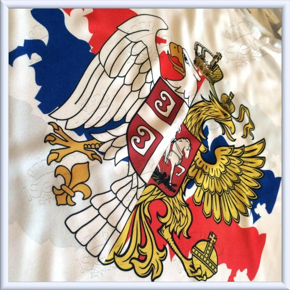 Russia and Serbia Orthodox Brothers. Double Headed Eagle Combination Badge T Shirt. New 100% Cotton O-Neck T-shirt Casual