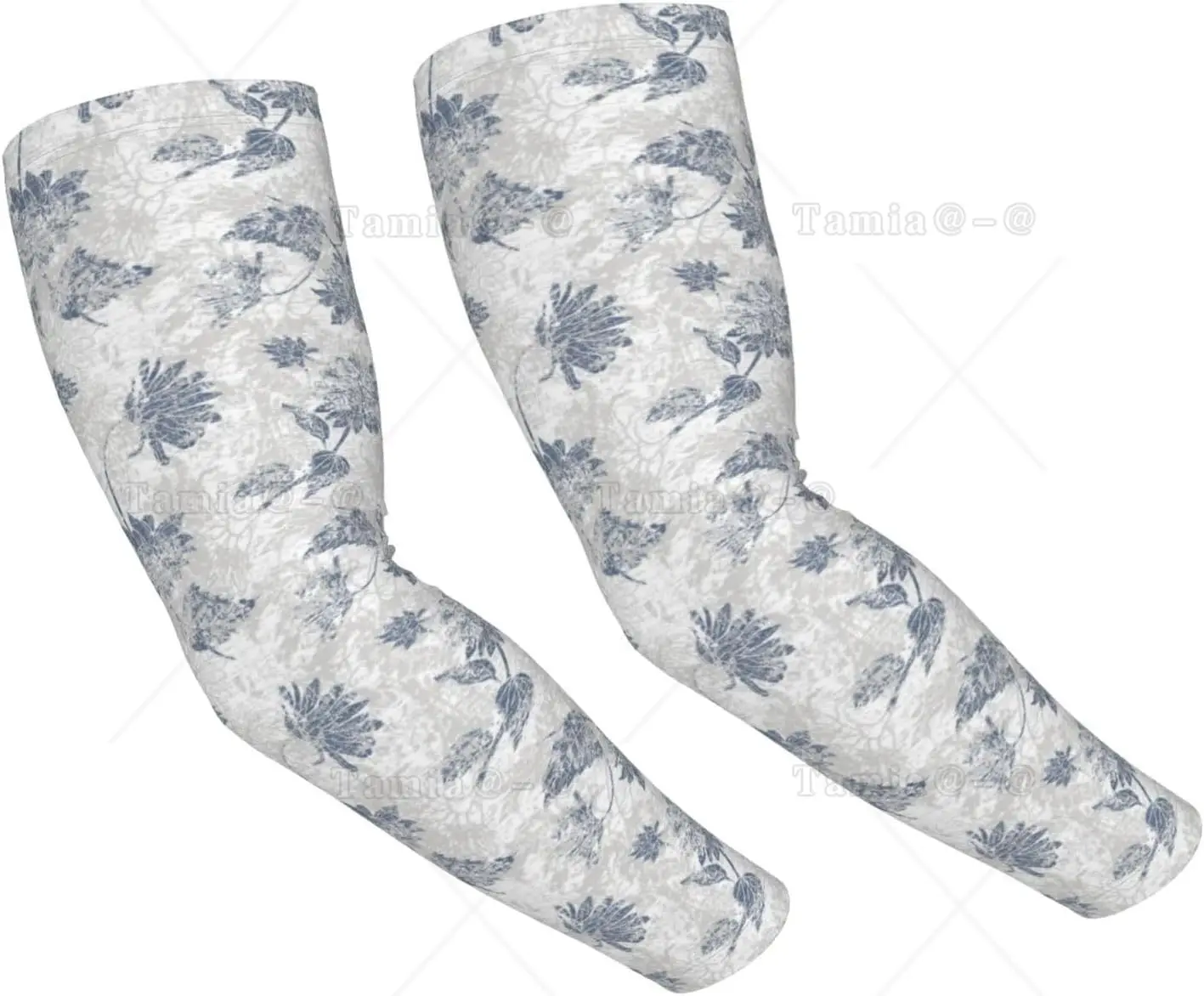 Blue Sunflower Print Arm Sleeves Cooling UV Sun Protection Sports Compression for Men Women Golf Basketball Arm Sleeves
