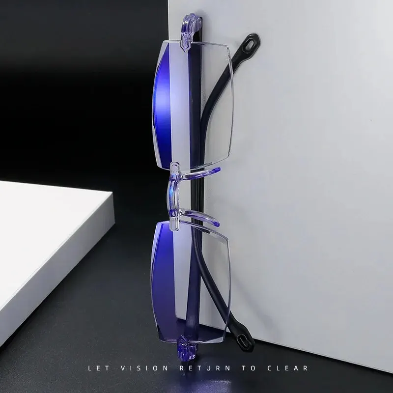 2024 Frameless Diamond Cut Anti Blue Light Universal Presbyopia Glasses For Men And Women Reading Glasses