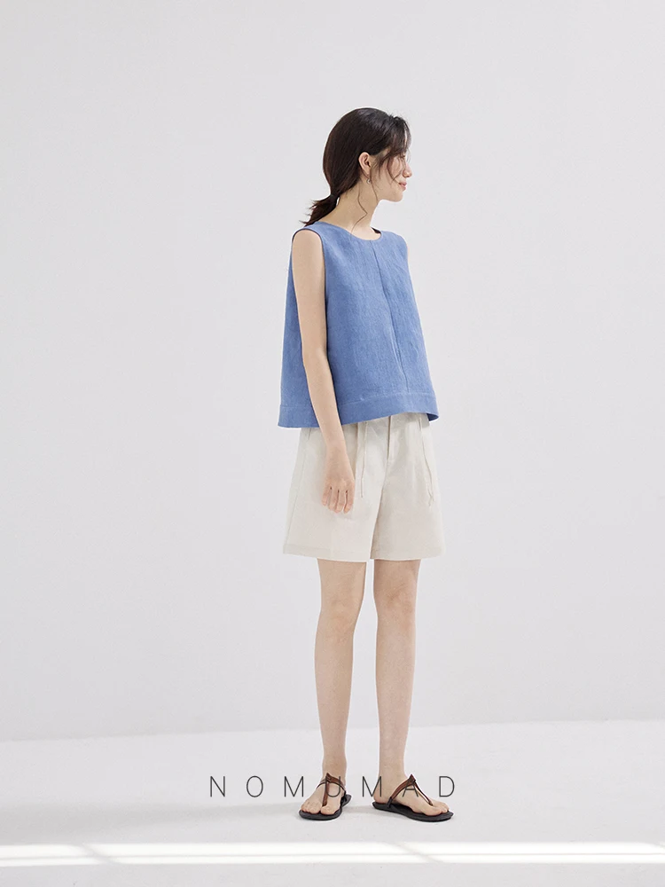 Linen Sleeveless Top Casual Summer New Arrival 2025 Women's Fashion Outerwear Short Length Pure Color Vest