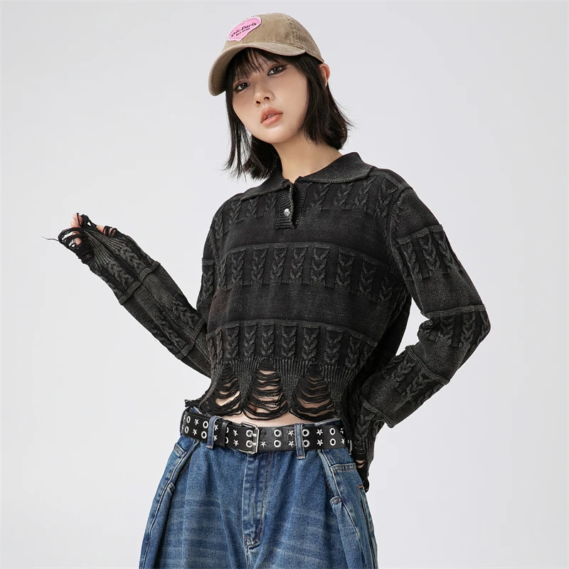 Women\'s 100 Cotton Knitted Sweater Cardigan Y2k Fashion Luxury for Women Sweaters 2023 New in Knitwears Autumn Crop Knit Sweater