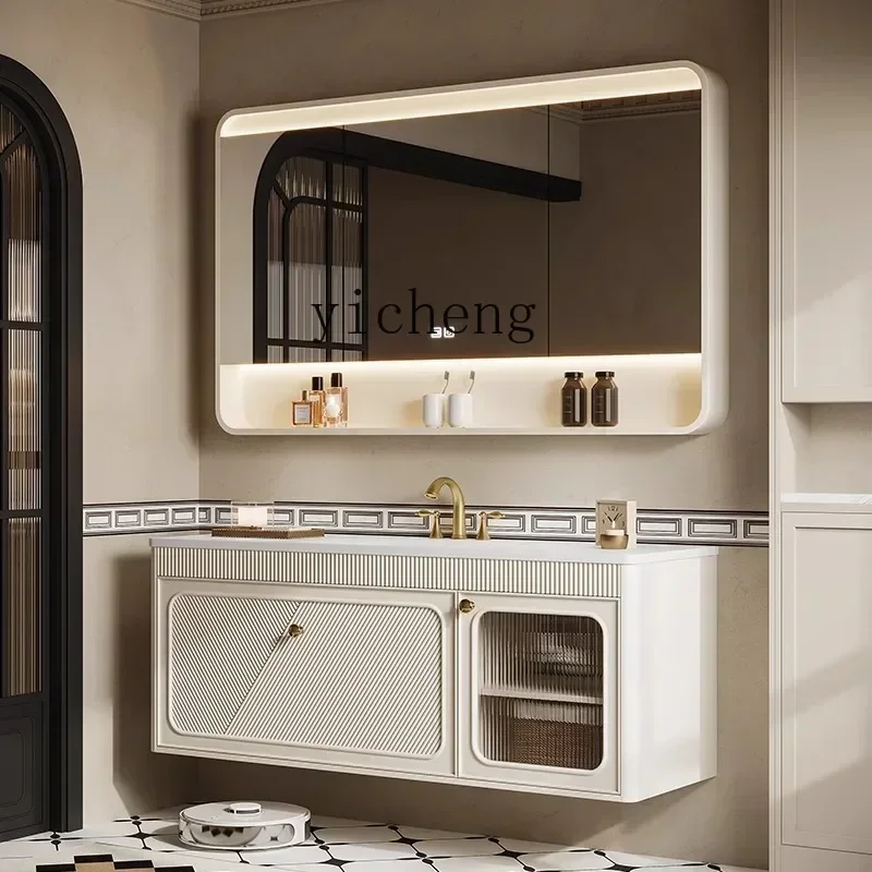 TP--1 Bathroom Cabinet Combination Stone Plate Hot Bending Whole Washbin Bathroom Table Face Washing Basin Cabinet