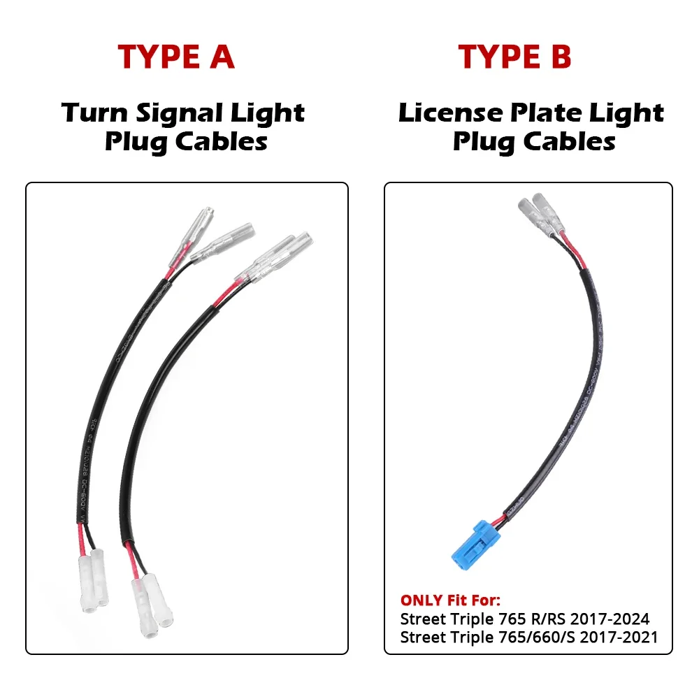 For Street Triple 765 S/R/RS 1050 Daytona 675 Tiger 1200 900 800 LED Turn Signal Cable Plug Connector License Plate Light Wire