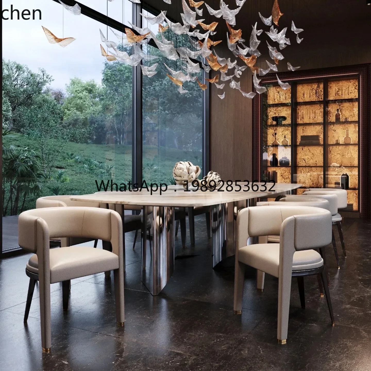 

DSA Italian Style Light Luxury Makeup Chair Home Solid Wood Leisure Backrest ModernSingle Chair Genuine Leather Dining