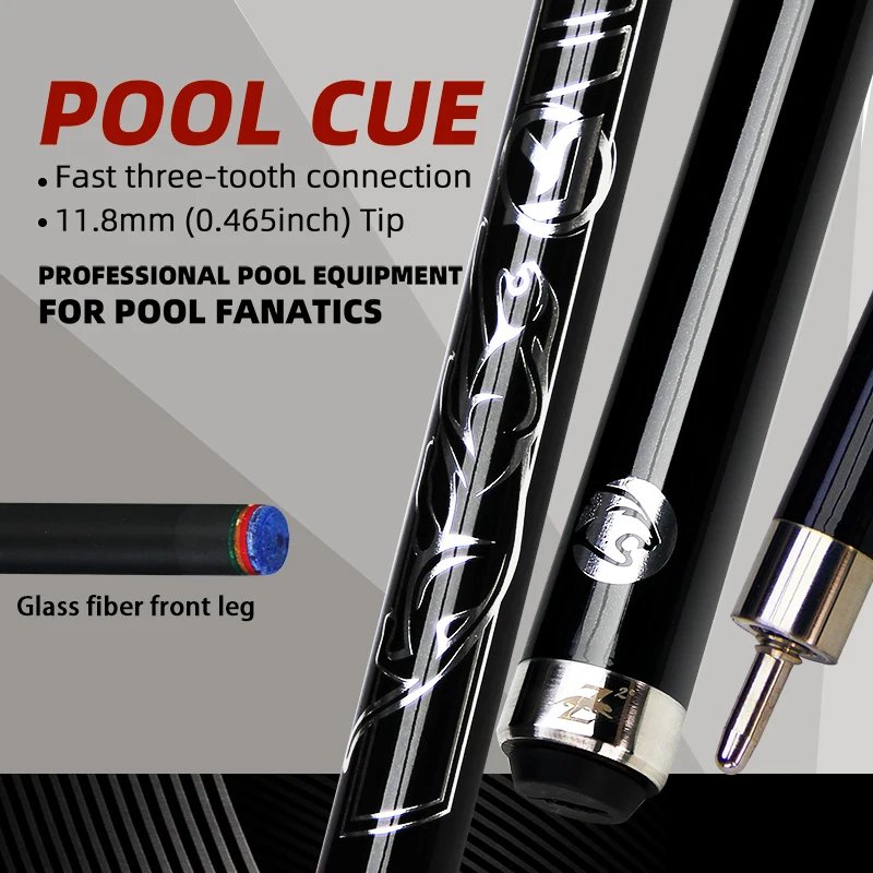 Professional Carbon Billiard Pool Cue American 9 Ball 11.8mm Stick Joint Protection Accessories Smooth Grip Cool Silver Leopard