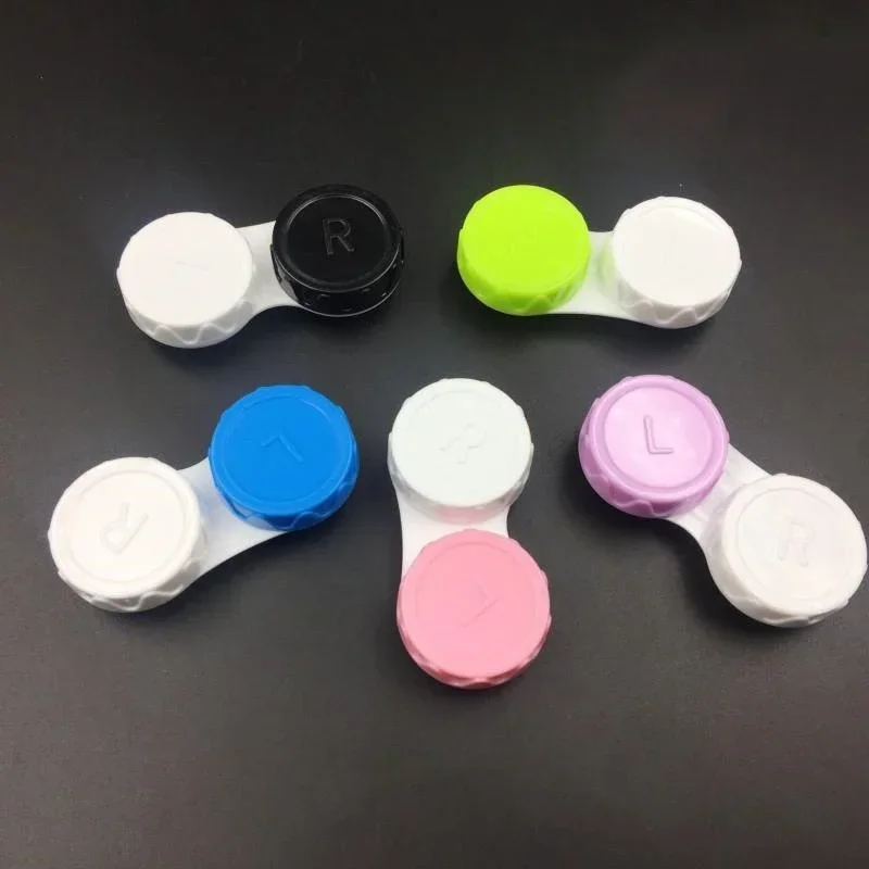 10PCS/Lot Small L+R Contact Lenses Case for Eyes Contacts Kit Holder Lens Container Women Men Cute Colored Contact Lenses Case