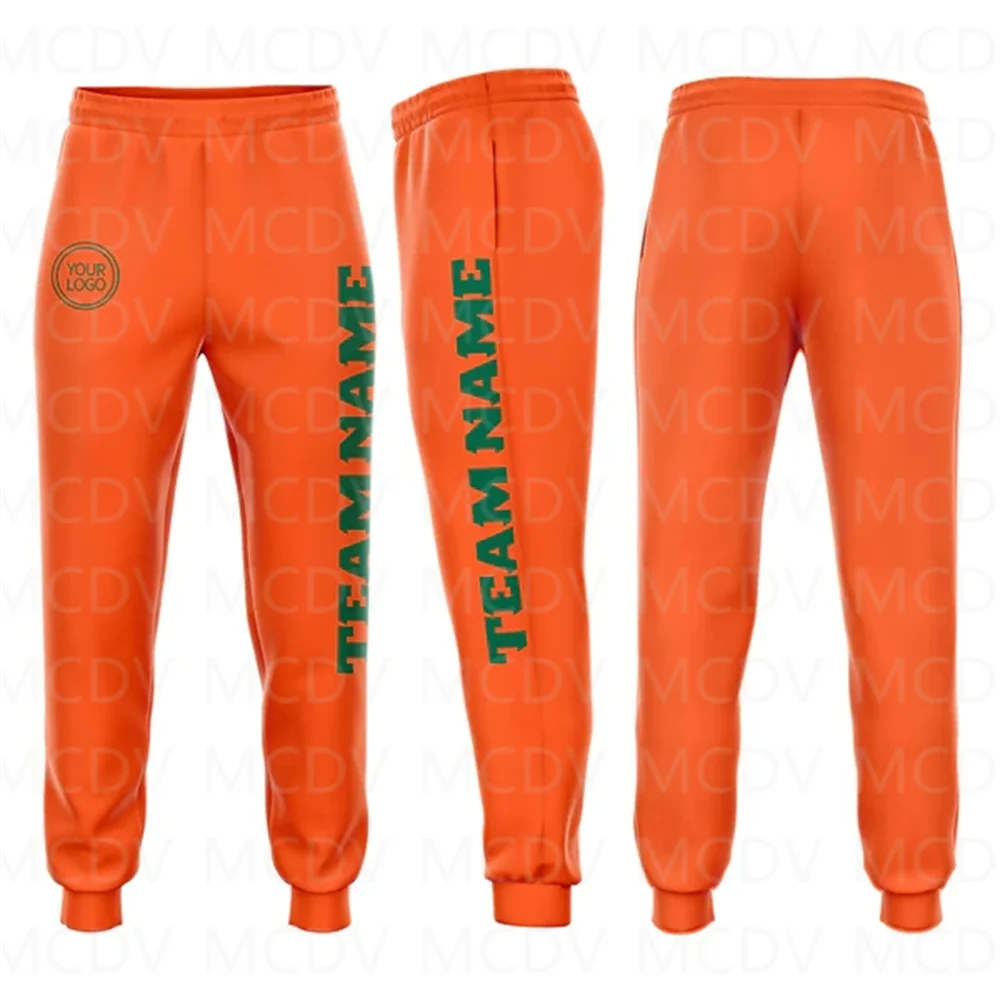 Custom Orange Kelly Green Fleece Jogger Sweatpants 3D Printed Casual Unisex Jogging Trousers Loose Sports Pants