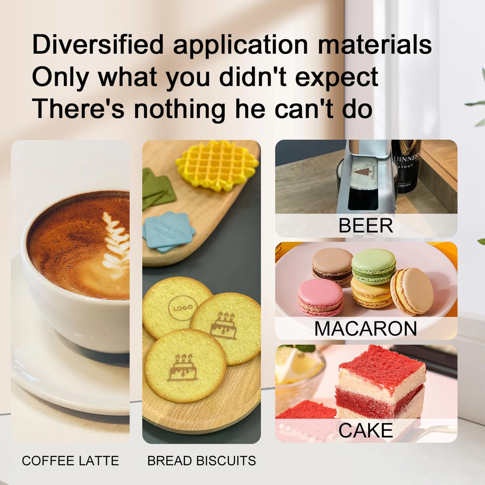 DIY Food Printer Portable Inkjet Coffee Latte Printer WiFi PrintLab APP Control Edible Food Printer Macaron Cookie for Cafes