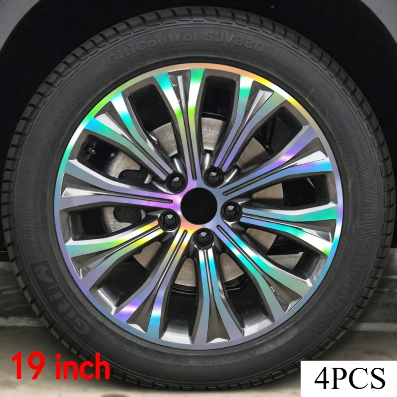 For BYD Song Pro 2020-2026: 4PCS Holographic Laser Wheel Center Cap Decals - Self-Adhesive Waterproof UV-Resistant Stickers