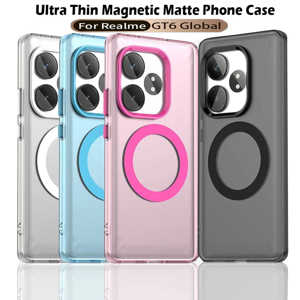 

Magsafe Matte Phone Case For Realme GT6 (Global) Magnetic Wireless Charging For Realme GT 6T Neo6 Neo6 SE Shockproof Back Cover