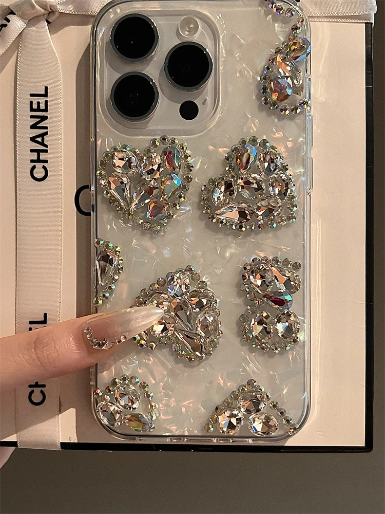 Glitter Diamond Phone Case For iPhone 15 14 13 12 11 Pro MAX XR XS Samsung S21 S22 S23 S24 Ultra Plus Fe Note20 Love Heart Cover