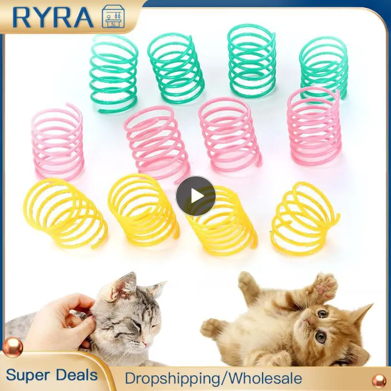 4/Kitten Coil Spiral Springs Cat Toys Interactive Gauge Cat Spring Toy Colorful Springs Cat Pet Toy Pet Products