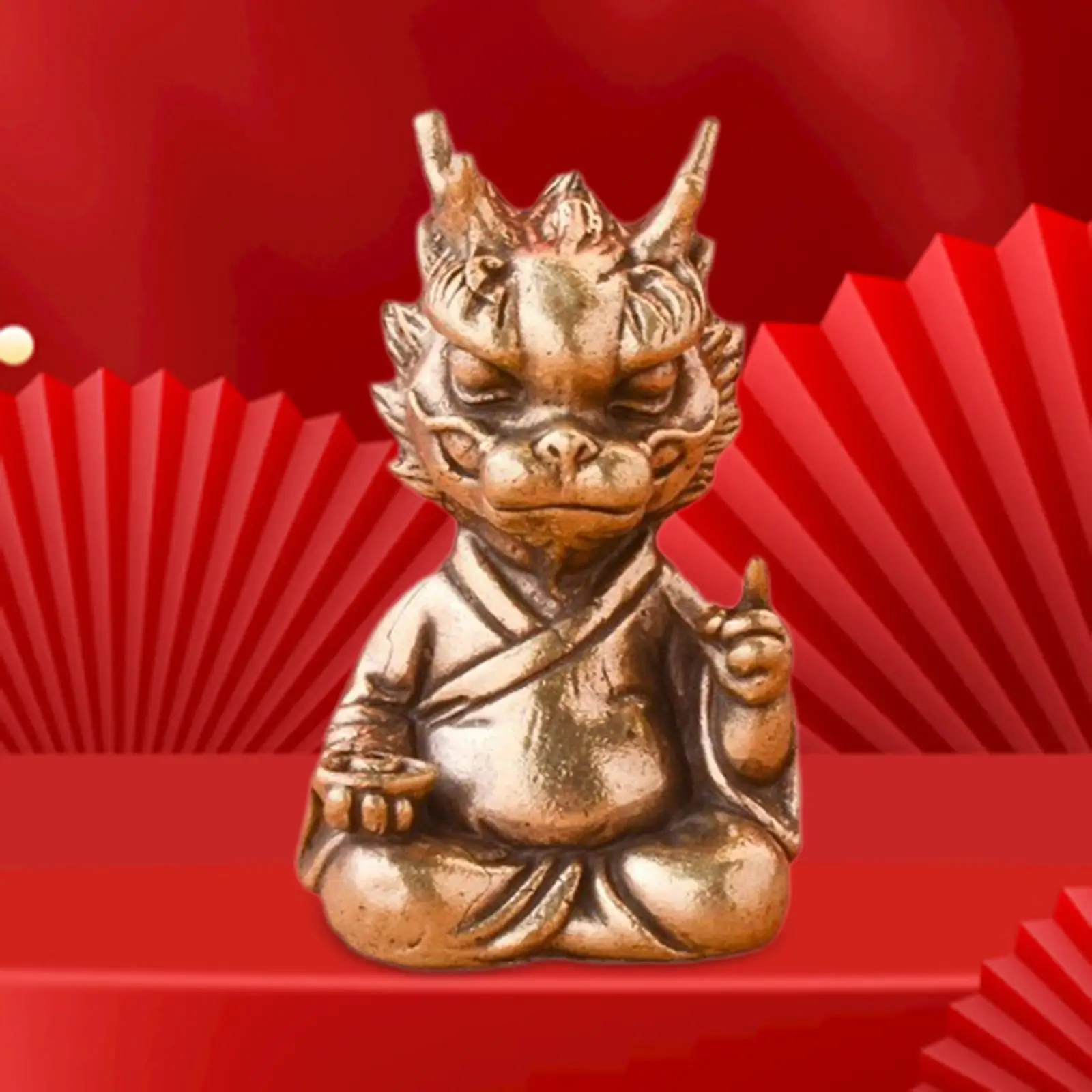 Feng Shui Dragon Brass Statue for Centerpiece Spring Festival Living Room