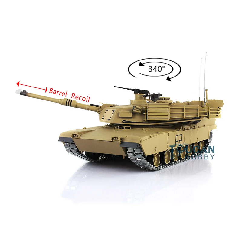 ترقية المعادن Abrams برميل نكص RC خزان ، سيارة التحكم عن بعد ، M1A2 هنغ طويل 7.0 ، TH17795-SMT4 ، 1:16 ، 2.4G ، 3918