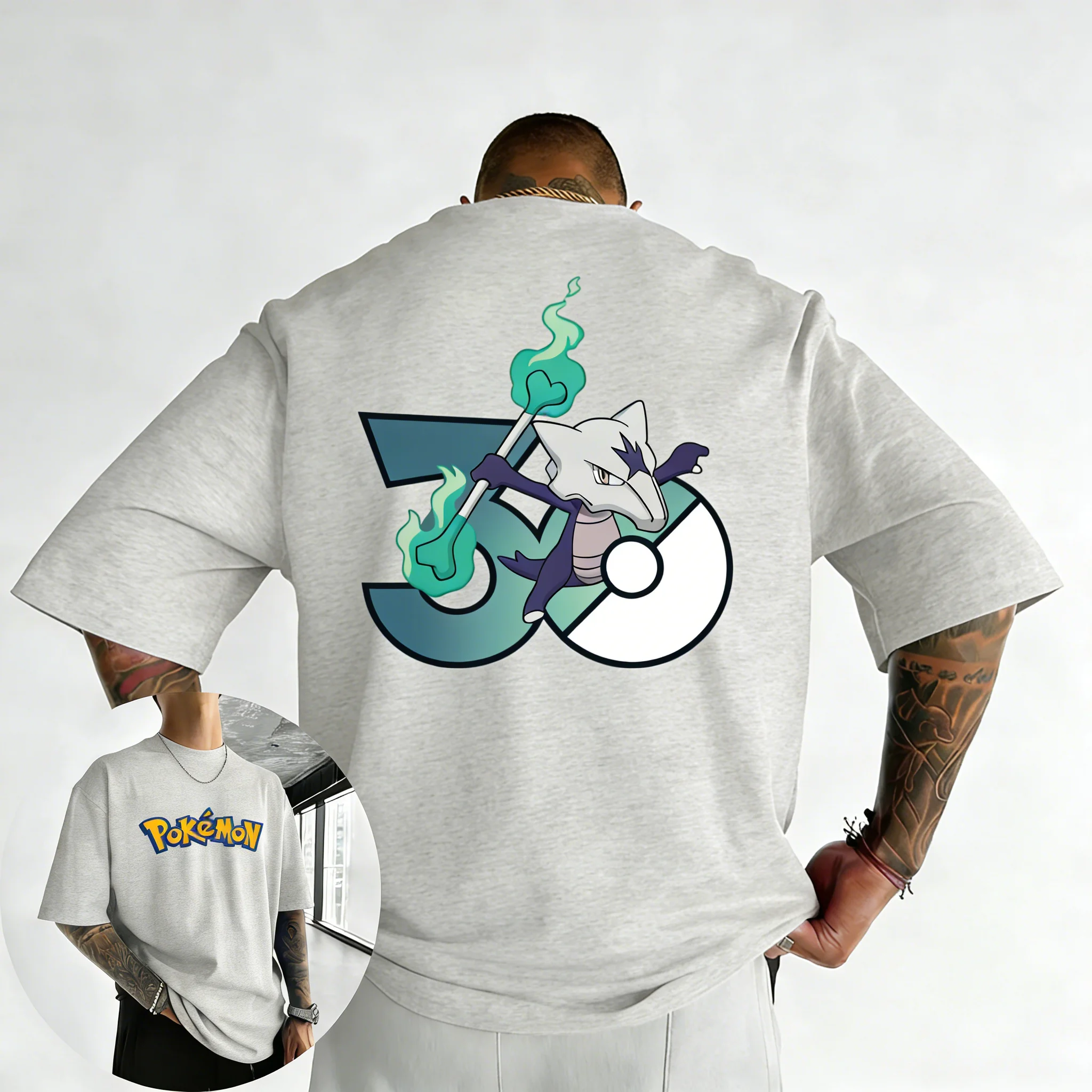 camiseta-estampada-pok-E-mon-30º-aniversario-forma-alola-gala-2026-verao-harajuku-masculina-feminina-solta-oversized-resistente