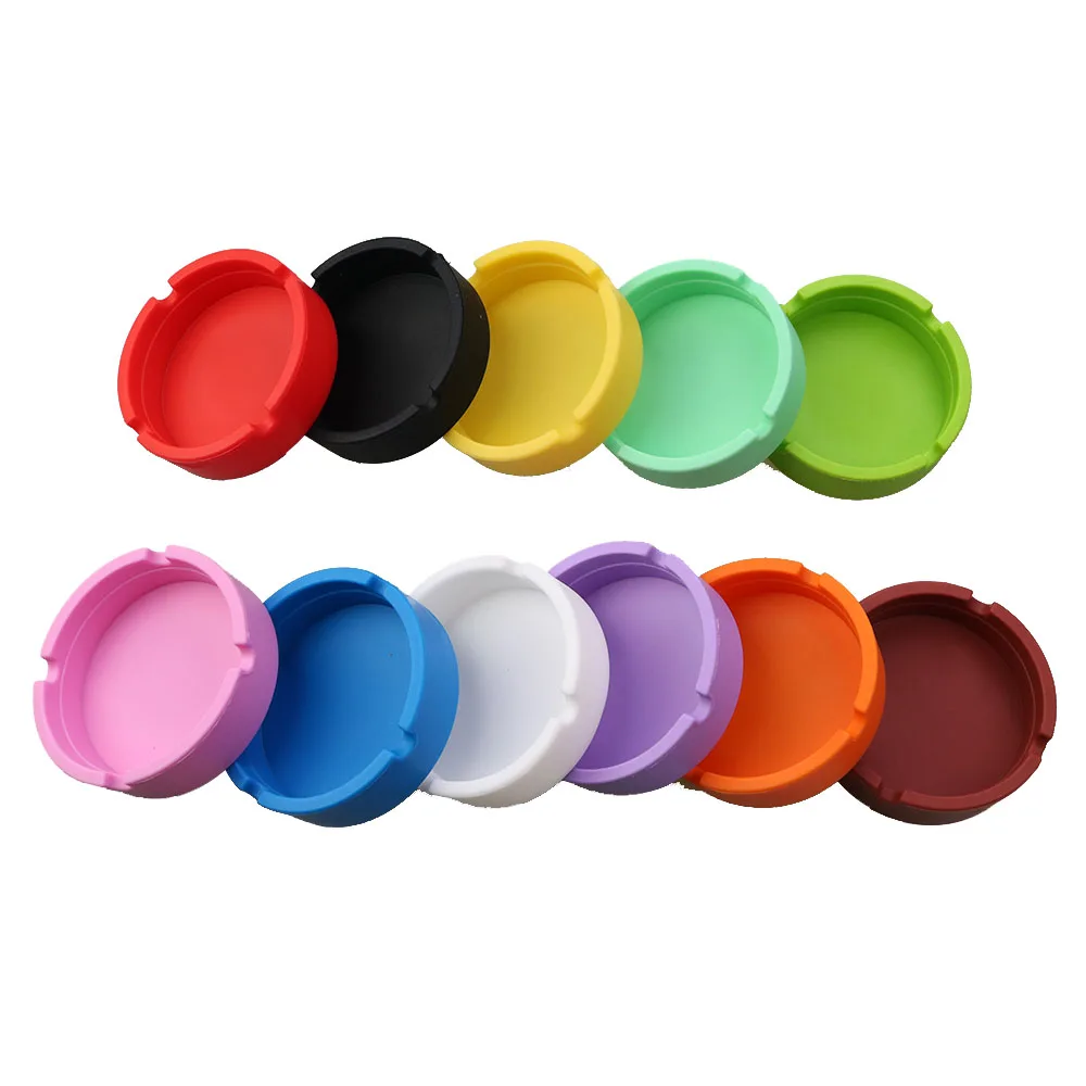 

1Pc Silicone For Smoking Cigarette Cigar Round Ashtray Durable Soft Eco-Friendly Ash Tray Holder Waterproof Easy To Carry