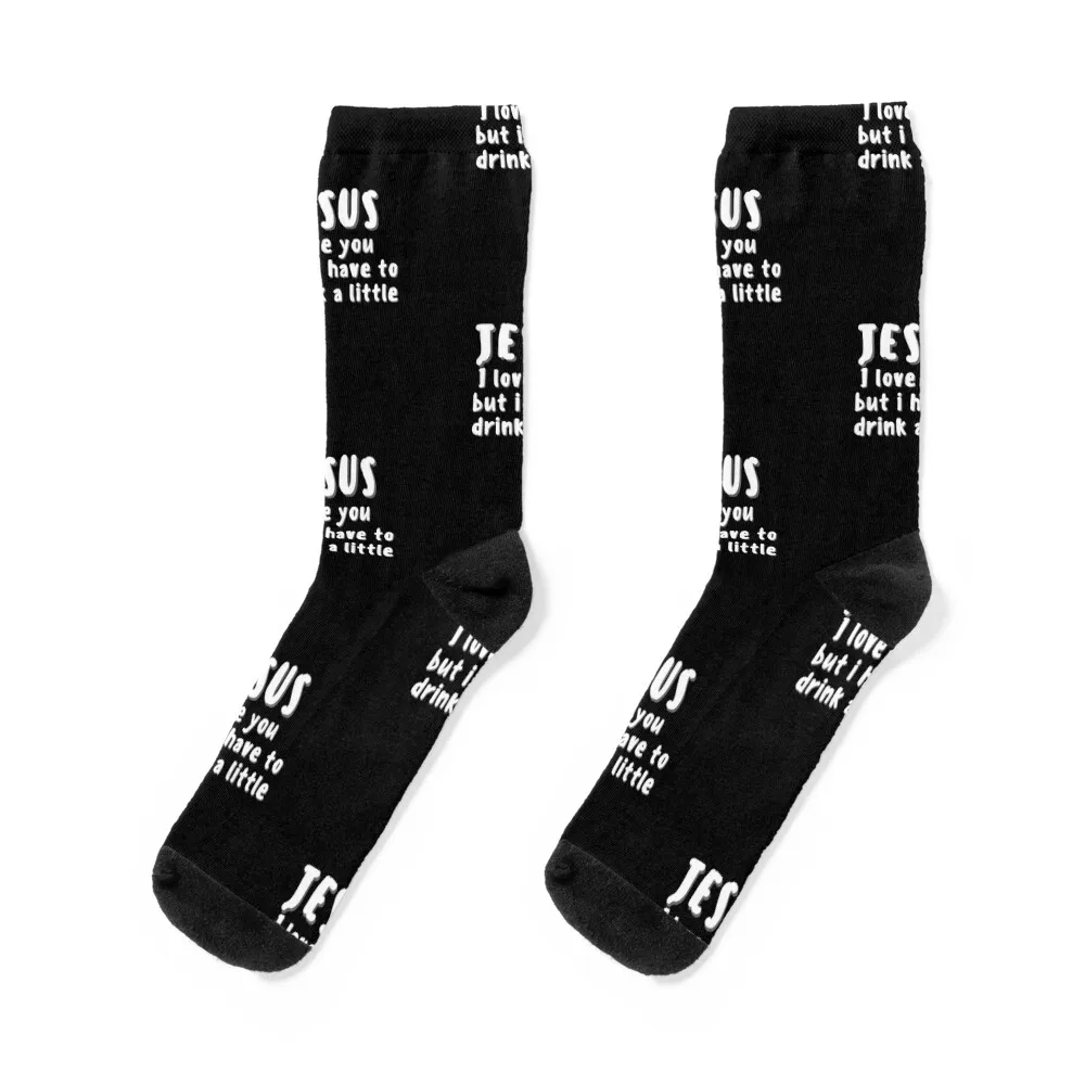 i love jesus but i drink a little, i love jesus, jesus loves you, Socks japanese fashion cartoon happy Man Socks Women's