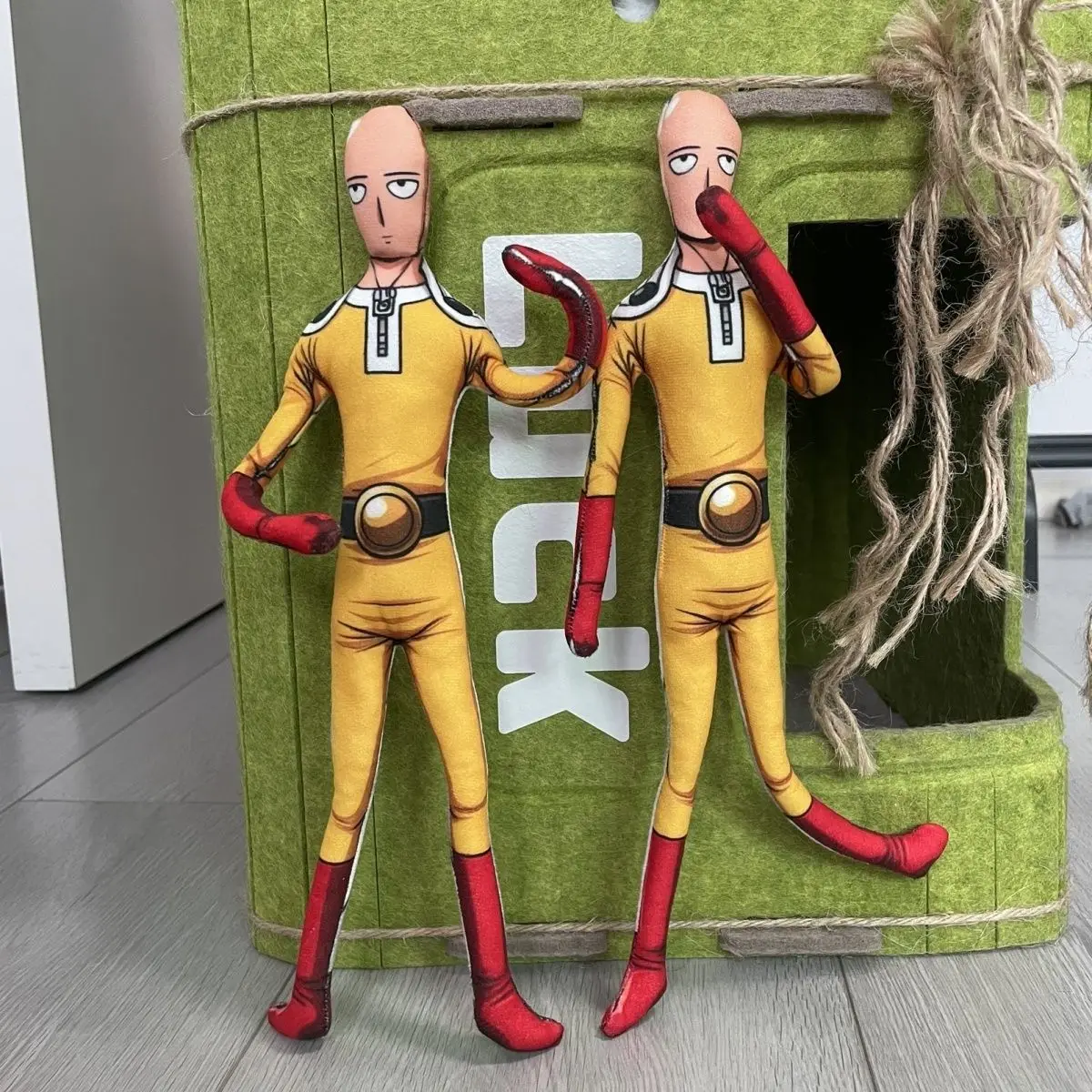 

Customized One Punch Man Saitama Reversible Plush Doll Front Different Expressions Abstract Skeleton Poseable Figure Room Decor