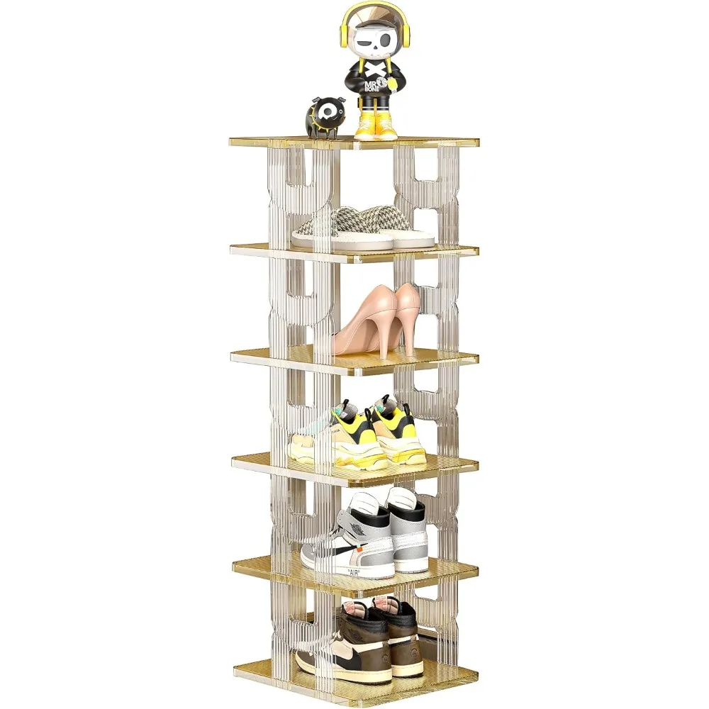 

Virtical Tall Narrow Shoe Rack for Closet, Free Standing Shoe Rack Stackable, Multifunctional Rack for Entryway, Closet, Bedroom