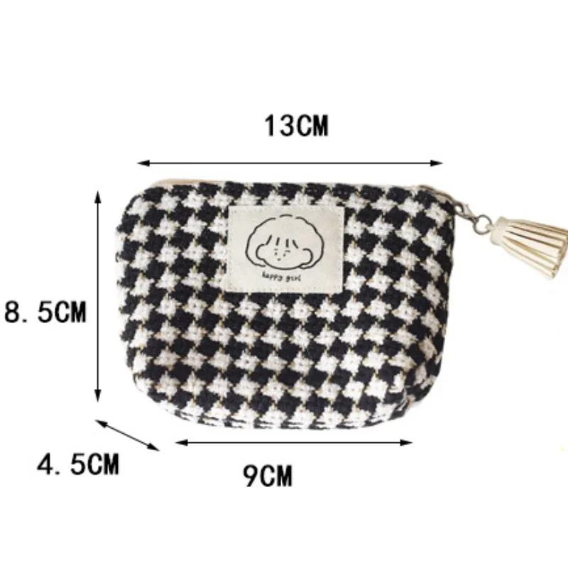 Sweet Girls Plaid Coin Purse Cute Zipper Student Storage Bag Girls Physiological Period Tampon Organizer Small Pouch