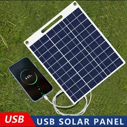 Panel Solar portátil con dos USB, adecuado para carga de teléfono móvil, suministro de Banco de energía para acampar al aire libre, electrónica de consumo