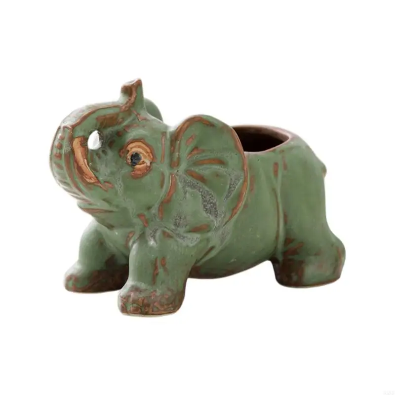 Durability Ceramic Elephant Planter Farmhouse Succulents Plant Pot for Windowsil 55KF