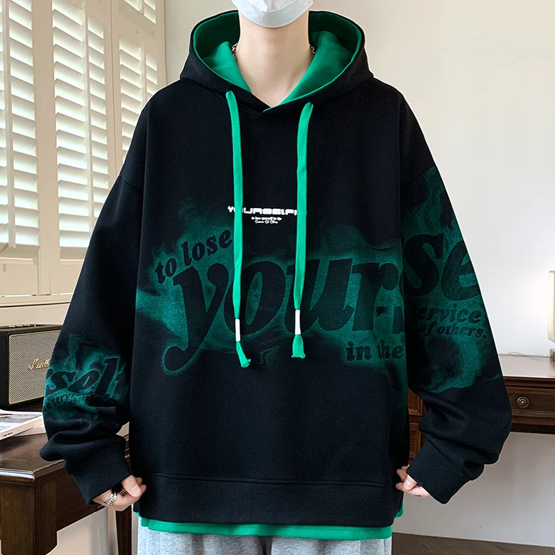 العصرية الرجال هوديي المألوف القطن عارضة هوديي البلوز لربيع الخريف مريحة الشباب نمط شعبي الرجال أعلى