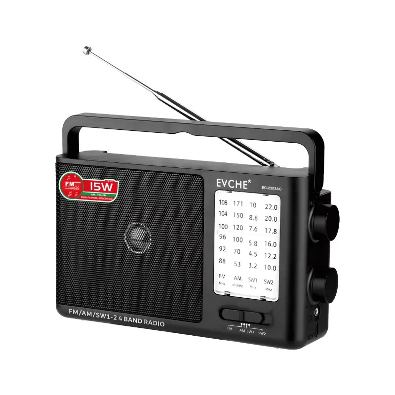 RTS Factory Retro Style Portable Radio with Handle FM AM SW  Earphone Jack AC Supported multiband radio