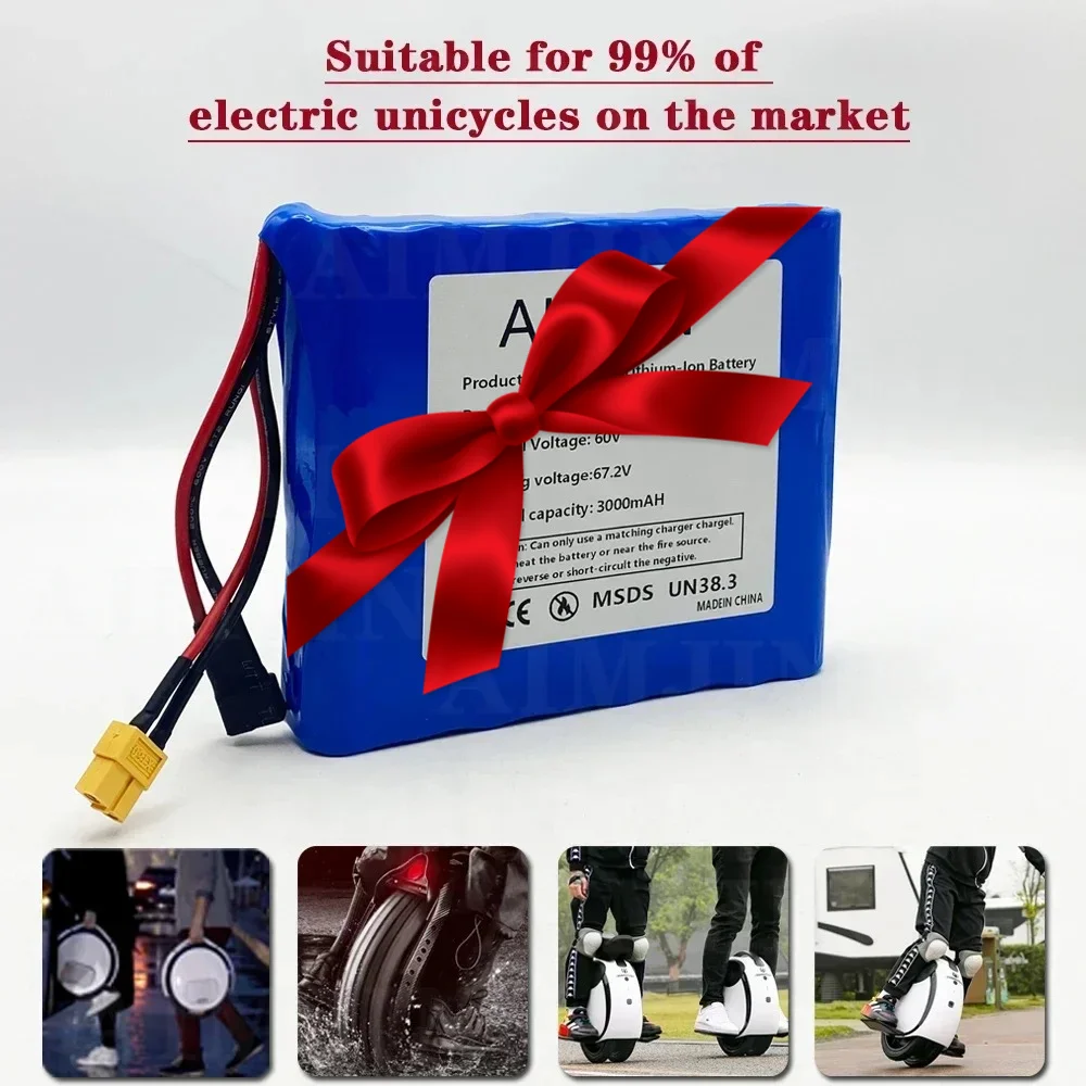 

for Electric Balance Torsion Car 60V battery 3000mAh 132wh 300Ah Li-Ion 16S1P Battery Pack Universal